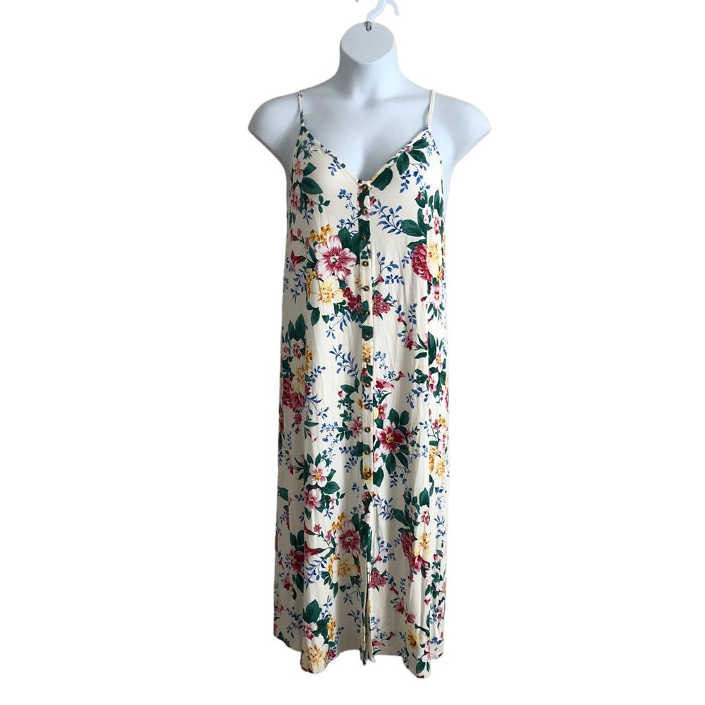 NWT American Eagle Women's Shirt Dress Size XL Floral Midi Cami Stretch *Spots*